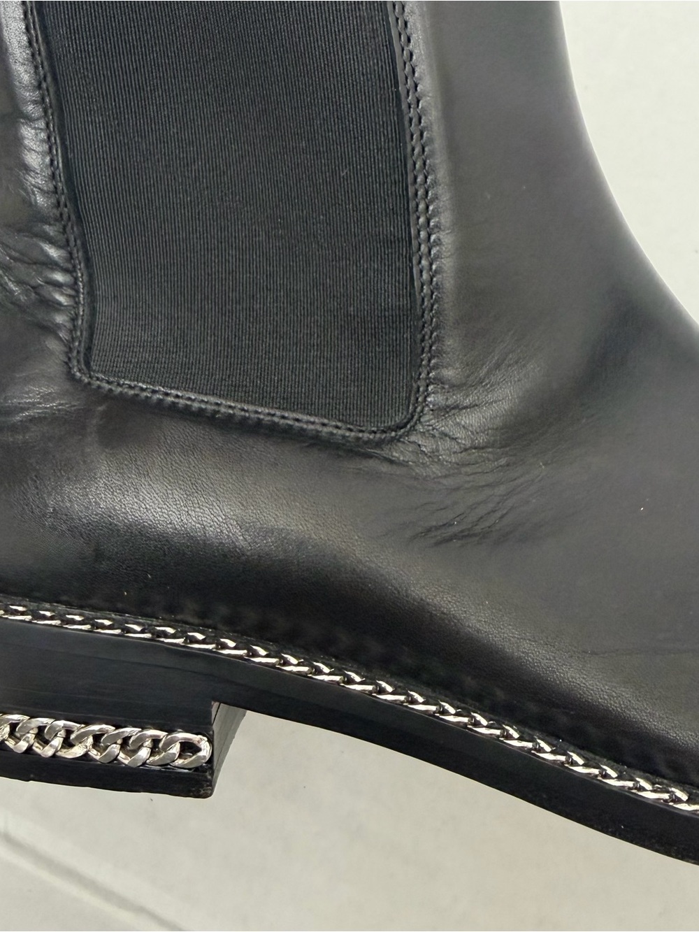 Givenchy Black Chain-Link Trim Chelsea Boots Size 38 (US Women’s 7.5-8) - Picture 6 of 16